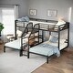 preview thumbnail 15 of 25, Twin over Twin & Twin Triple Bunk Bed with Shelves Staircase Black
