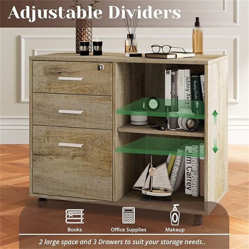 Wood Filing Cabinet - 15.75"D x 31.69"W x 26.29"H