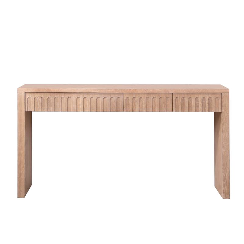 Contemporary Black Console Table – 59.2" Entryway Storage with 4 Drawers