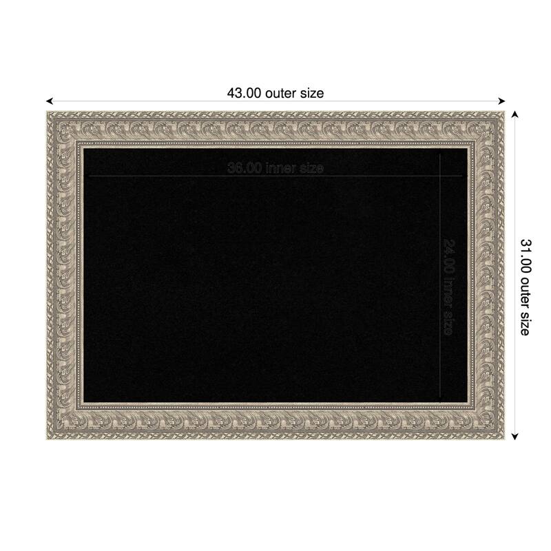 Sydney Silver Framed Cork Board - Bulletin Board, Organization Board, Pin Board - Black - 43 x 31 in