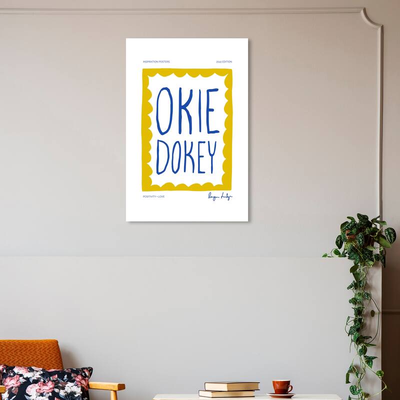 Wynwood Studio Canvas Typography and Quotes Okie Dokey Yellow and Mustard Modern & Contemporary Wall Art Canvas Print - 20 x 30