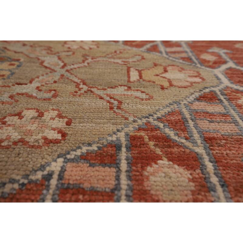 Vegetable Dye Oushak Turkish Large Rug Orange Hand-Knotted Wool Carpet - 10'8"x 13'6"