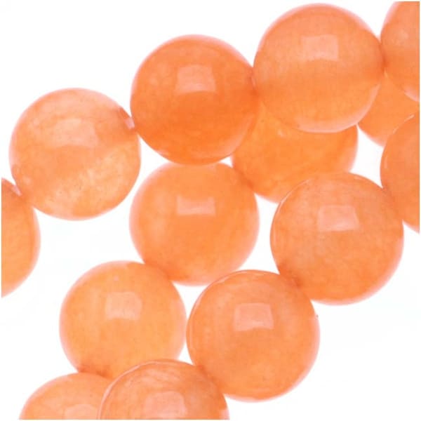 Apricot Candy Jade 6mm Round Beads / 15.5 Inch Strand