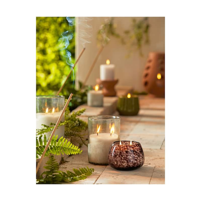 Handpoured Citronella Outdoor Eucalyptus Scented Small Candle in Clear Glass, 3.0L x 3.0W x 4.0H inches, Burn Time 20 Hours