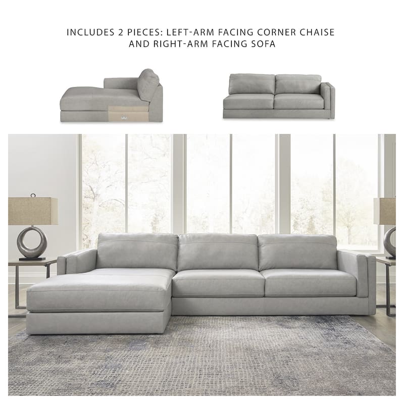 Signature Design by Ashley Amiata Gray 2-Piece Sectional with Chaise - 137"W x 68"D x 33"H