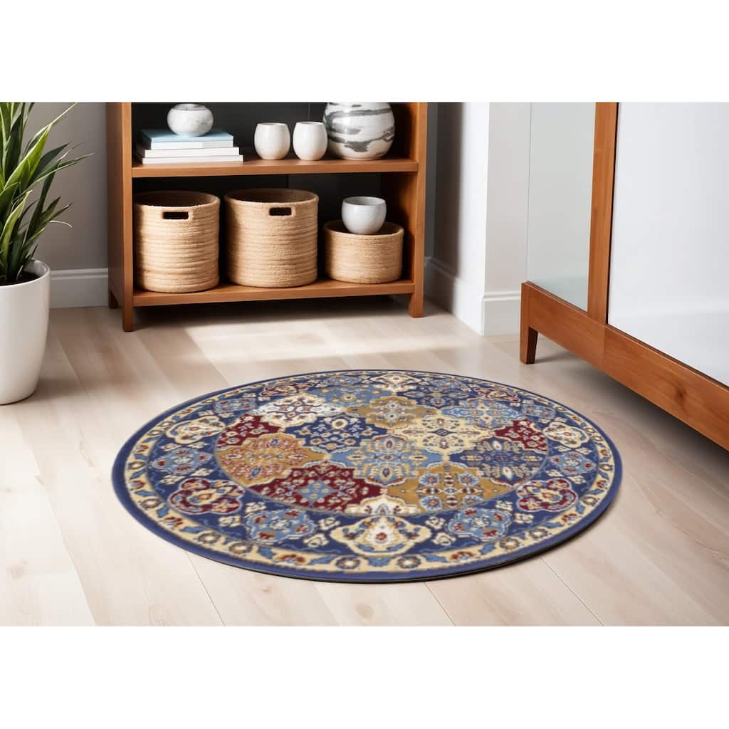 Liyin Power Loomed Distressed Geometric Non Skid Stain Resistant Area Rug By HomeRoots - 63' X '63' X '0.5