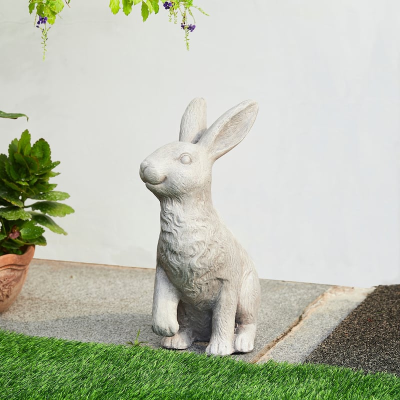 Glitzhome MgO Standing Rabbit Bunny Garden Statue Outdoor Indoor