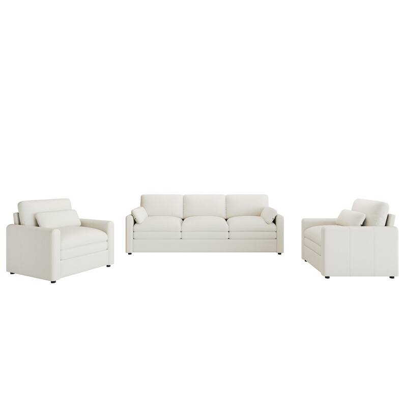 3-Piece Chenille Sofa Set with Oversized Cushions and Lumbar Pillows by Harper&Bright Designs