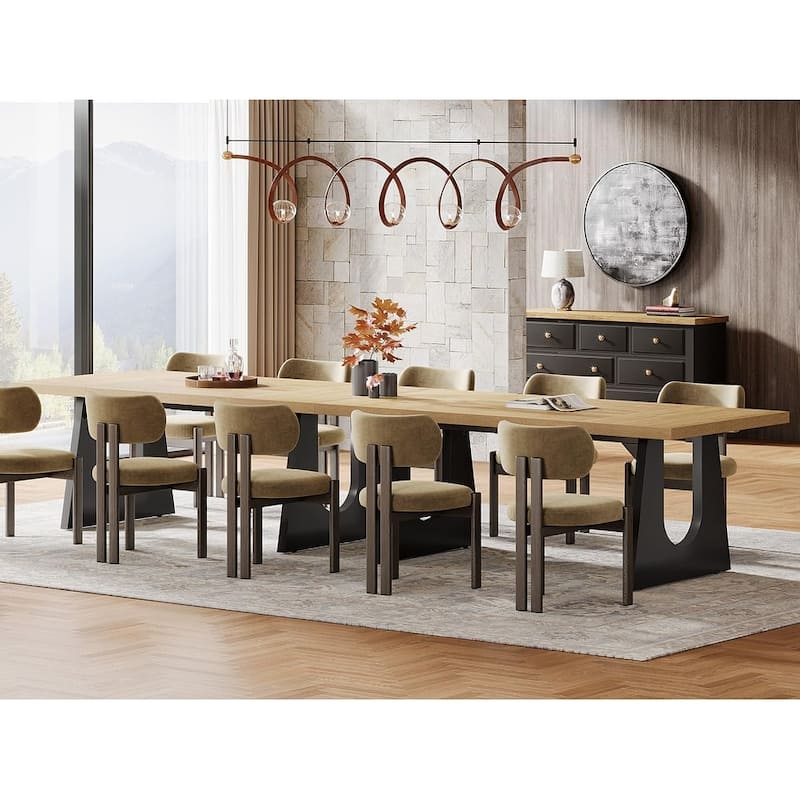 71" Farmhouse Dining Table for 6-8, Large Rustic Rectangular Kitchen & Dinner Table with Solid Wood Legs