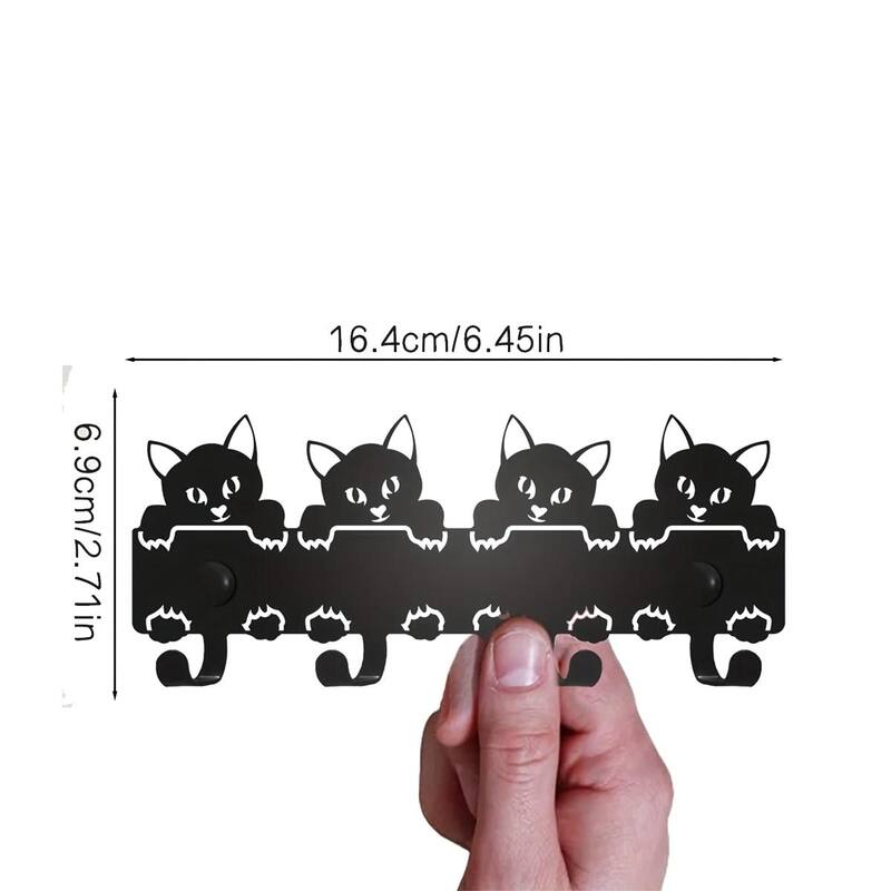 Black Metal Wall Hook Rack Space Saving 6 Hook Organizer for Towels Coats and Accessories - 6.45”L x 2.71”H