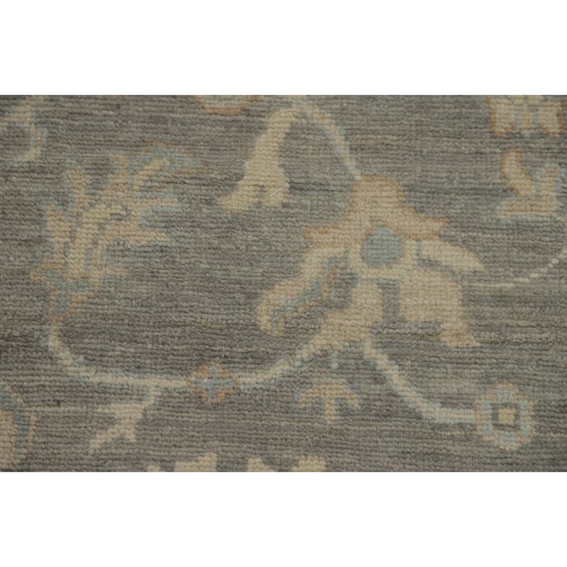 All-Over Gray Floral Oushak Vegetable Dye Large Rug, Floral Geometric Carpet - 13' 10'' X 10' 1''