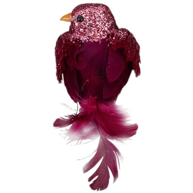 4" Burgundy Left Facing Bird Clip-on Christmas Ornament