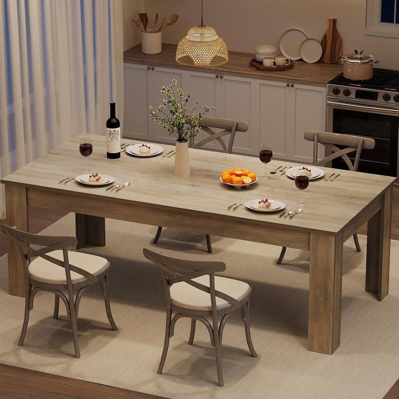 71"L Kitchen Dining Room Table for 4-6 Dining Room, Kitchen, Living Room (Only Table) - Grey