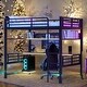 preview thumbnail 1 of 15, Full Size Loft Bed with Desk and Shelves,Smart Led Light Black