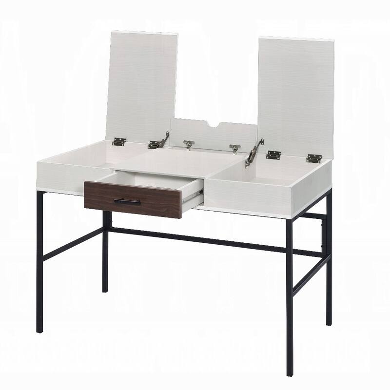 GDFStudio - Natalie Industrial Writing Desk with USB Port, Storage Drawer, and Smooth Glide Design