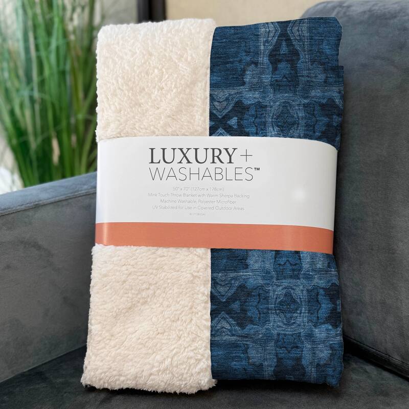 Premium Machine Washable Boho Moroccan Sherpa Throw Blanket