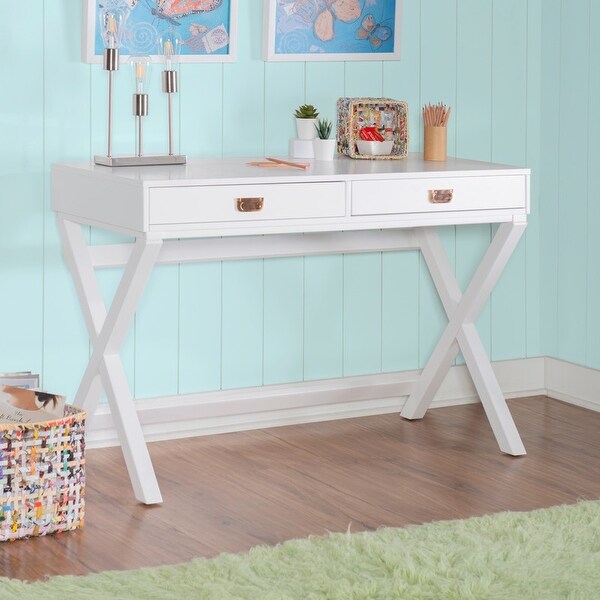 Poppy White X-base Writing Desk. Opens flyout.