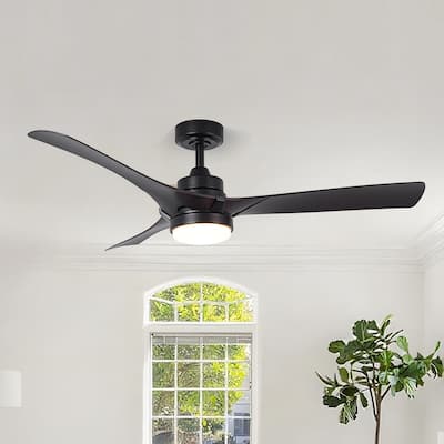 52" Modern Black Dimming LED Ceiling Fan with Light and Remote