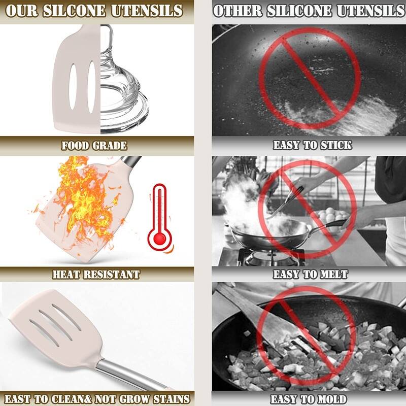 Silicone Kitchen Cooking Utensils Set-Umite Chef 43 pcs Heat Resistant Kitchen Utensils