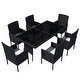 vidaXL Outdoor Dining Set 13 Pieces Rattan Wicker Black Chair Seat - Thumbnail 1