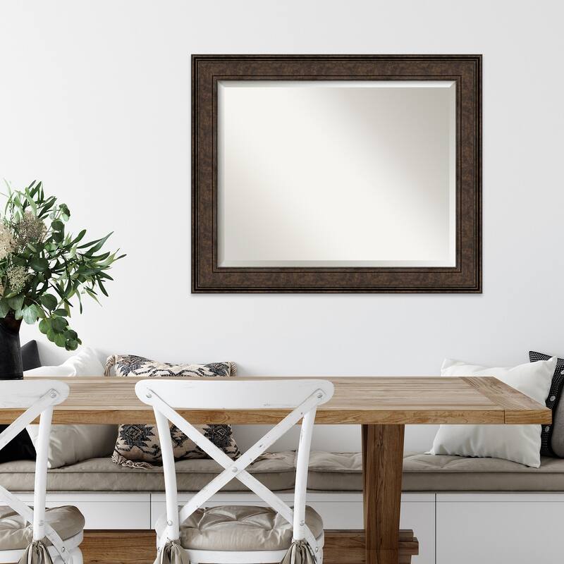 Beveled Wall Mirror - Ridge Black Frame