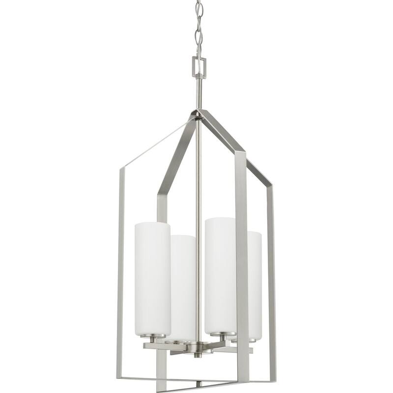 Vertex Collection Four-Light Brushed Nickel Contemporary Foyer Light - 15 in x 15 in x 28 in