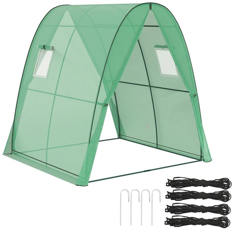 High Tunnel Garden Greenhouse with Mesh Windows and Sandbag Weight System and Zipper Access