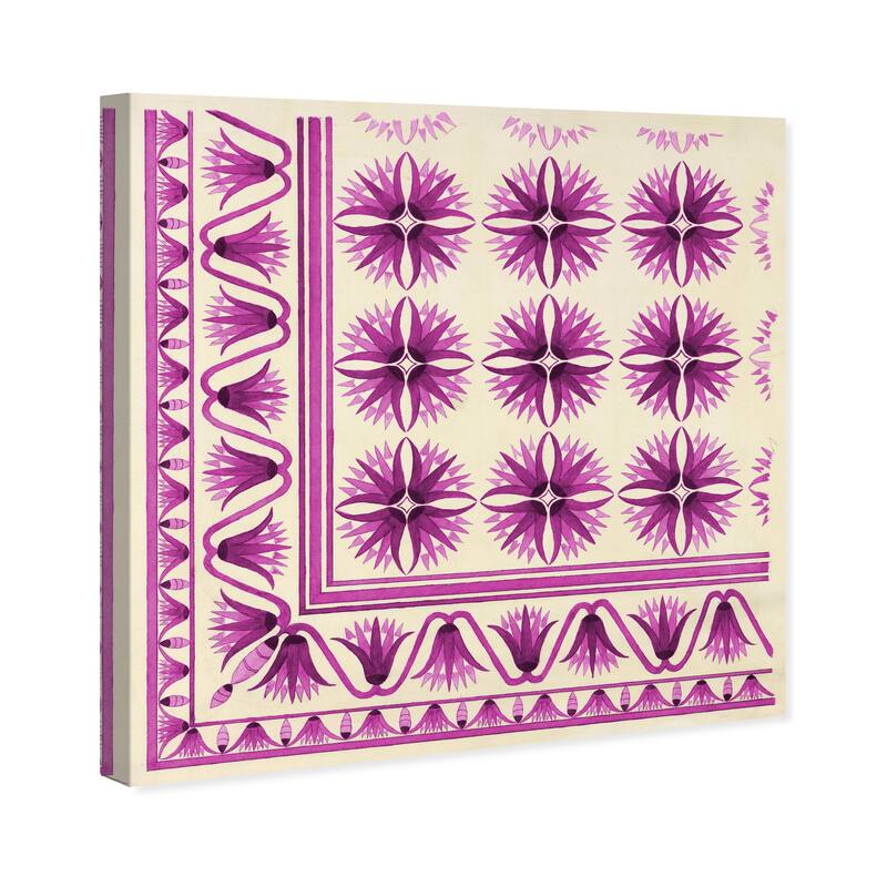 Wynwood Studio Canvas Abstract Floor Covering Berry Pink and Cream White Traditional Wall Art Canvas Print