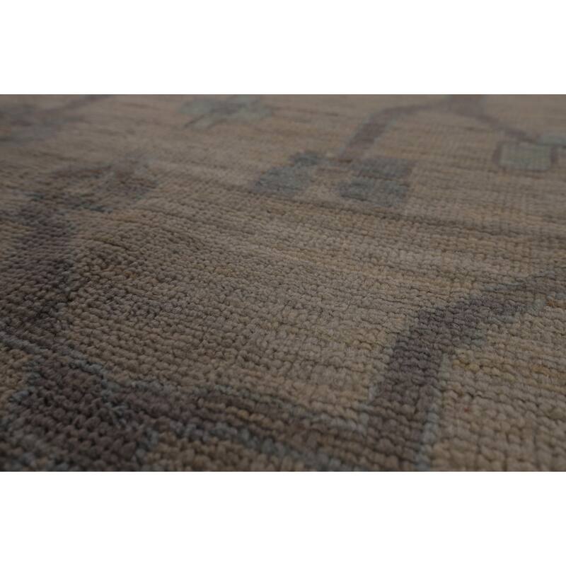 Vegetable Dye Oushak Turkish Large Rug Handmade Floral Wool Carpet - 13'9"x 19'3"