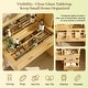 preview thumbnail 4 of 5, 48 Inch Fluted Makeup Vanity Desk with Mirror, Glass Top, Charging Station, 4 Drawers and Cabinet