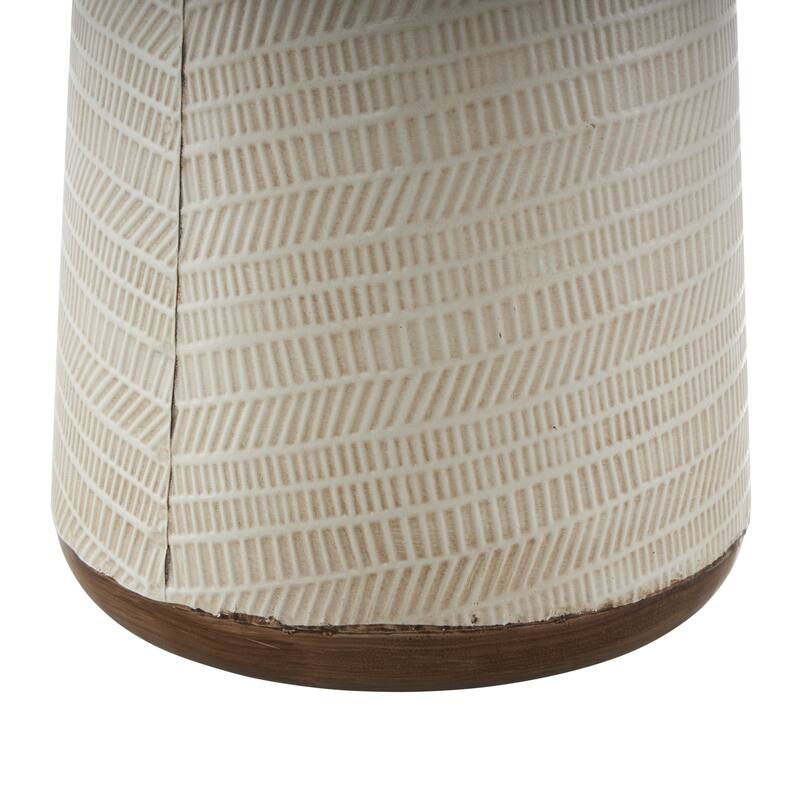 Rattan Geometric Handmade Woven Decorative Vase with Beige Metal Base - Light Brown - Roche River Decor