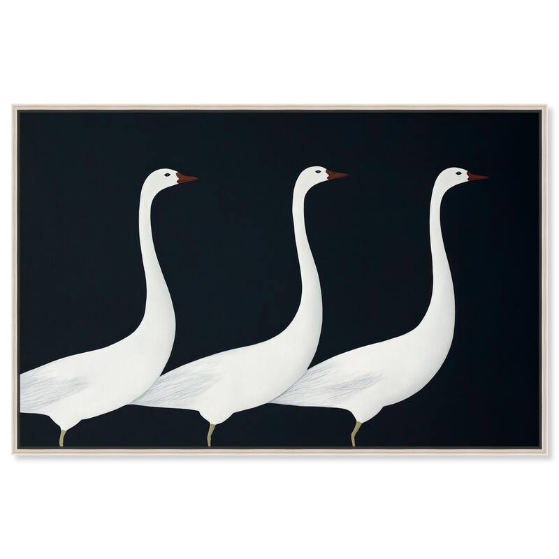 Trio of Swans Canvas by Art Remedy - Silver - 30" x 20"