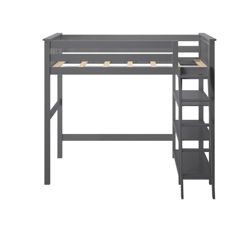 Max and Lily Twin Size High Loft Bed with Bookcase