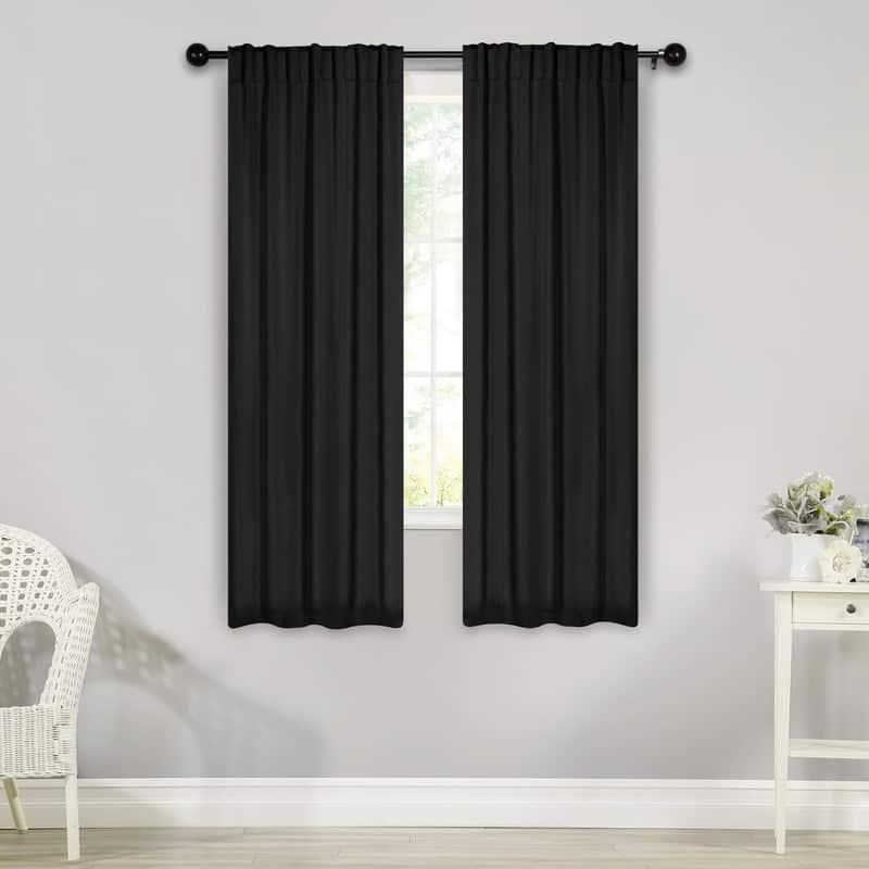 Superior Solid Room‑Darkening Curtain Panels (Set of 2) Machine Washable, Thermal & Noise‑Reducing, Back‑Tab Header