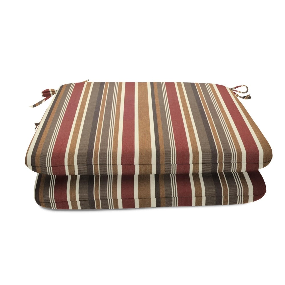 Sunbrella Stripe Fabric 2-Piece Indoor/Outdoor Seat Pad Cushion, 18"W x 18"L