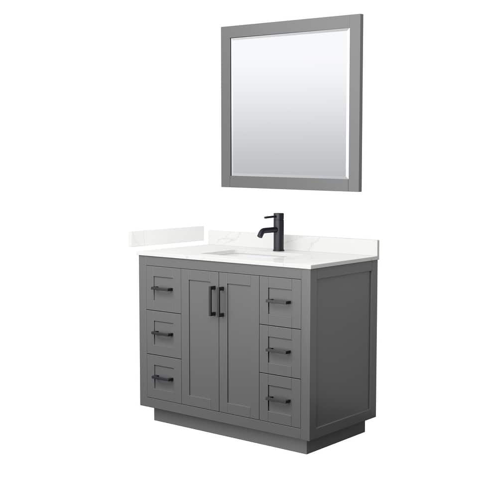 Miranda 42-inch Single Vanity, Quartz Top, 34-inch Mirror