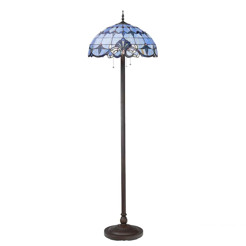 River of Goods Allistar Stained Glass and Resin 3-light 64-inch High Downlight Floor Lamp - 20"L x 20"W x 64"H