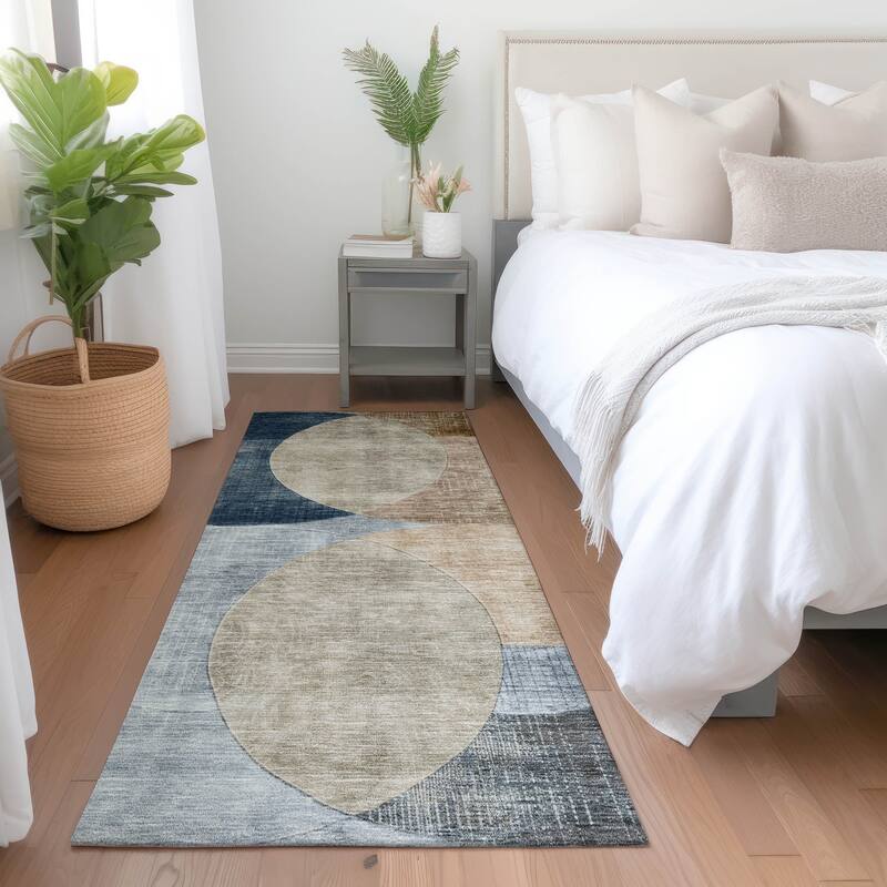 Machine Washable Indoor/ Outdoor Contemporary Deco Chantille Rug - Sky - 2'3" x 7'6"