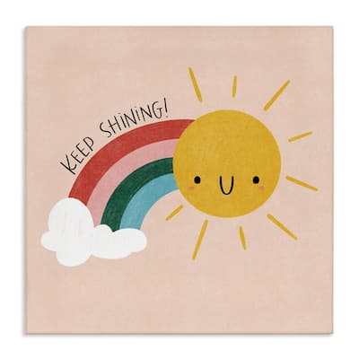Stupell Keep Shining Inspirational Rainbow Canvas Wall Art Design By Sarah Hickman