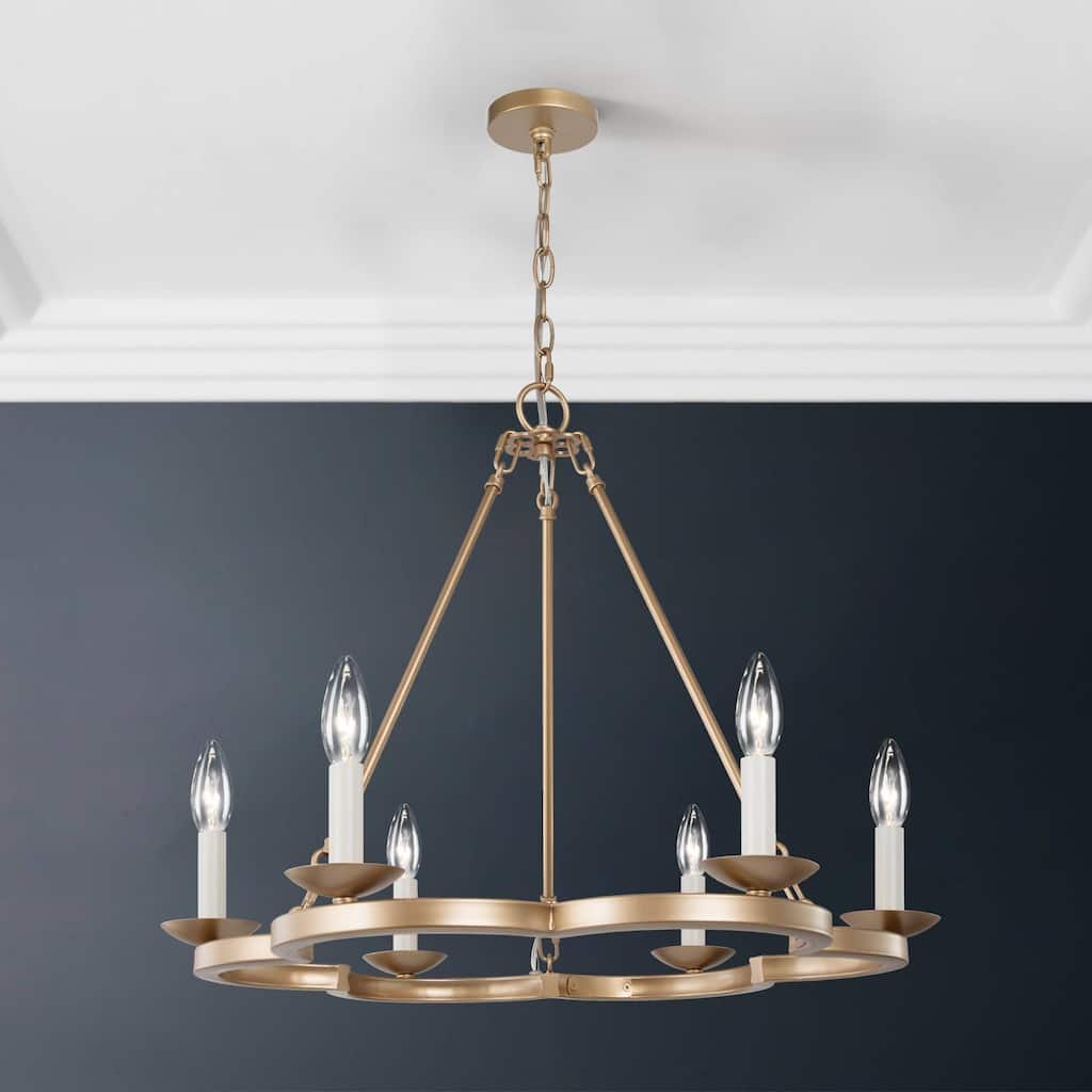 Mid-century Modern 6-light Wagon Wheel Classic Candle Kitchen Chandelier
