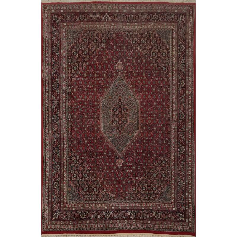 Hand Knotted Oriental 100% Wool Carpet Traditional Floral Red Tabriz-Mahi Area Rug - 10' 0'' X 7' 9''
