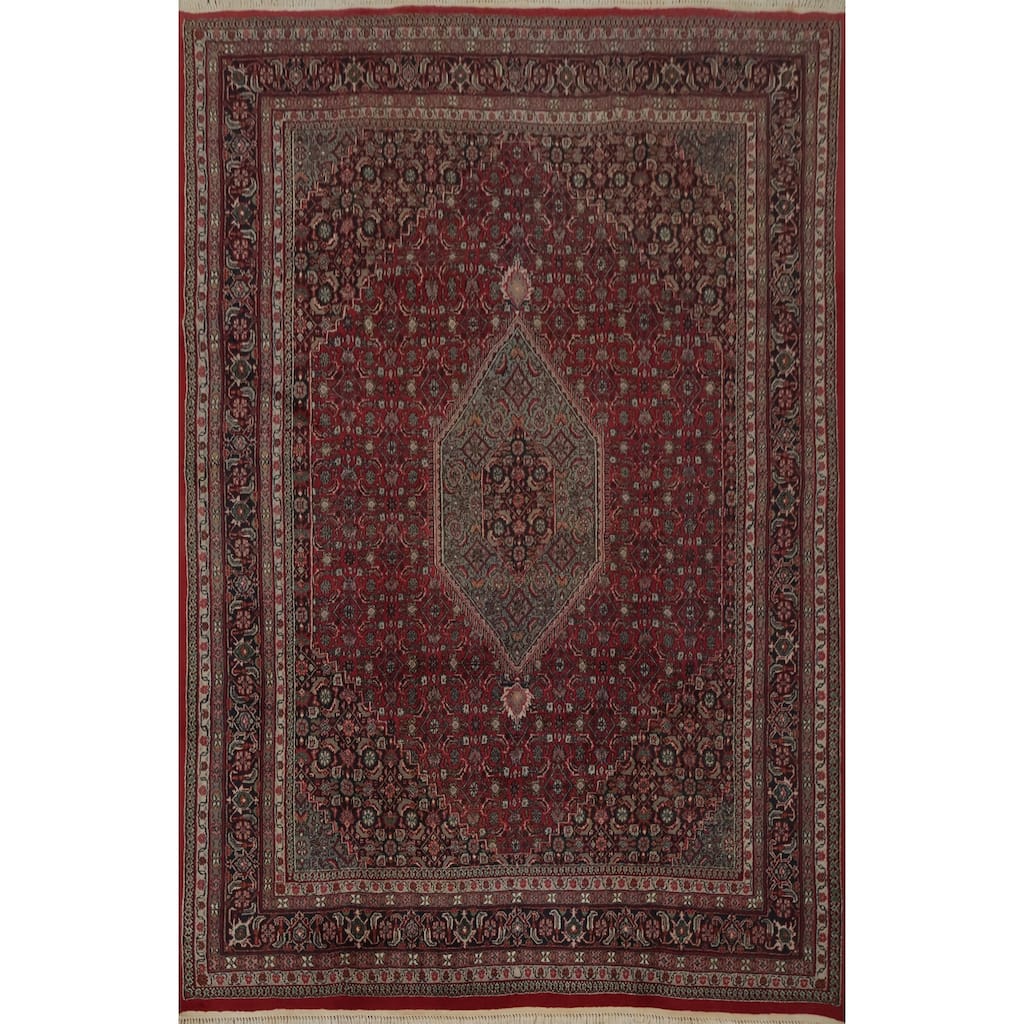 Hand Knotted Oriental 100% Wool Carpet Traditional Floral Red Tabriz-Mahi Area Rug - 10' 0'' X 7' 9''