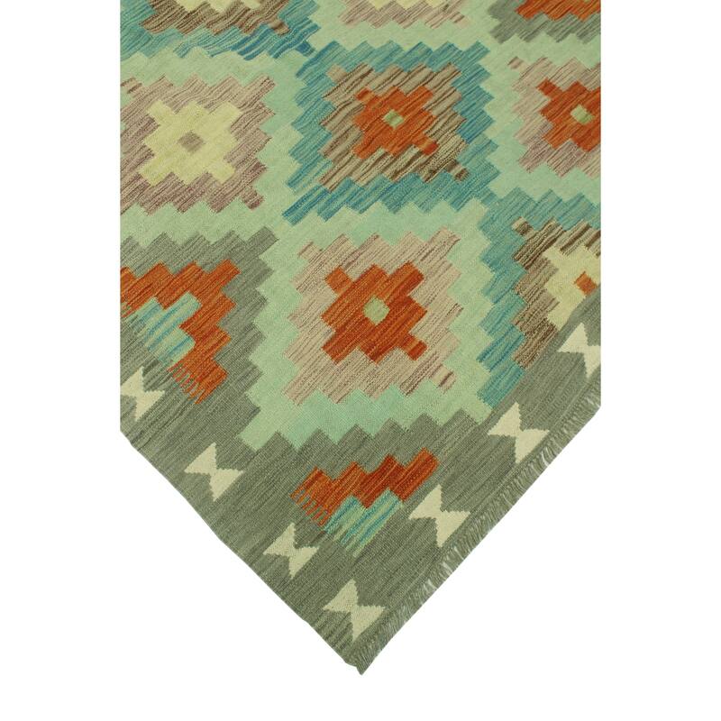 Sun Faded Flatweave Priscill Lt. Green/Grey Rug - 4'4" x 6'10"