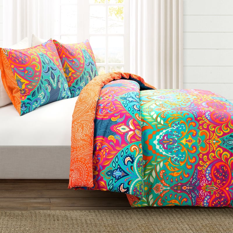 Lush Decor Boho Chic Reversible Cotton Duvet Cover 3Pc Set - Full - Queen