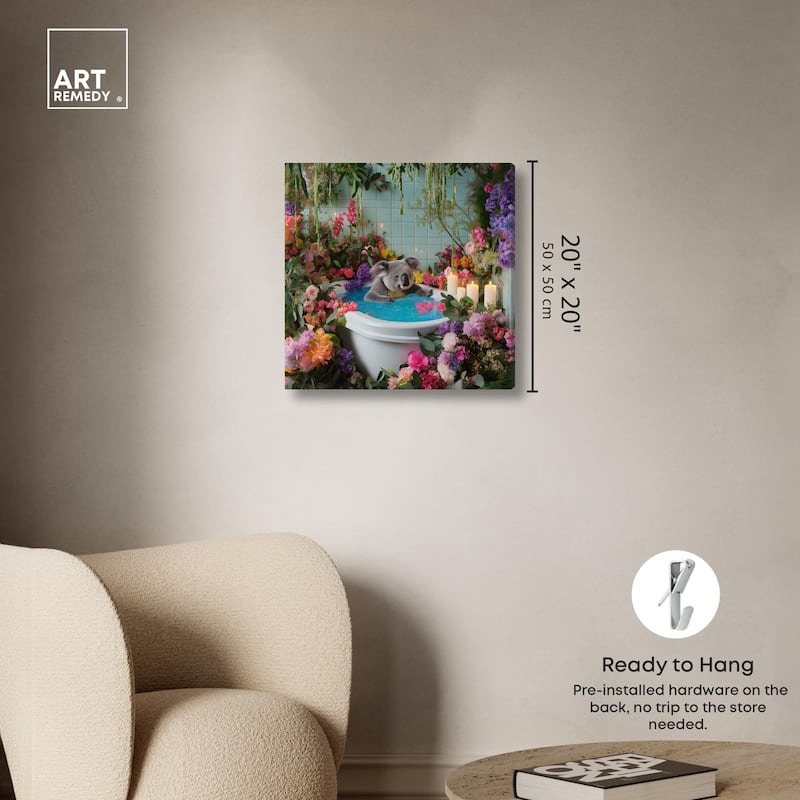 Koala Bath Canvas by Art Remedy, Gallery Wrapped