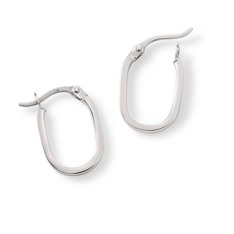 Clover 14K Gold High-Polish Oval Hoop Earrings