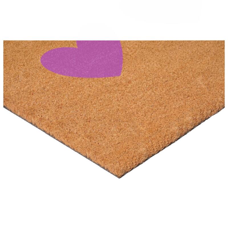 HomeRoots 24" X 36" Brown And Pink Three Hearts Outdoor Coir Door Mat - 24.00' X '36.00