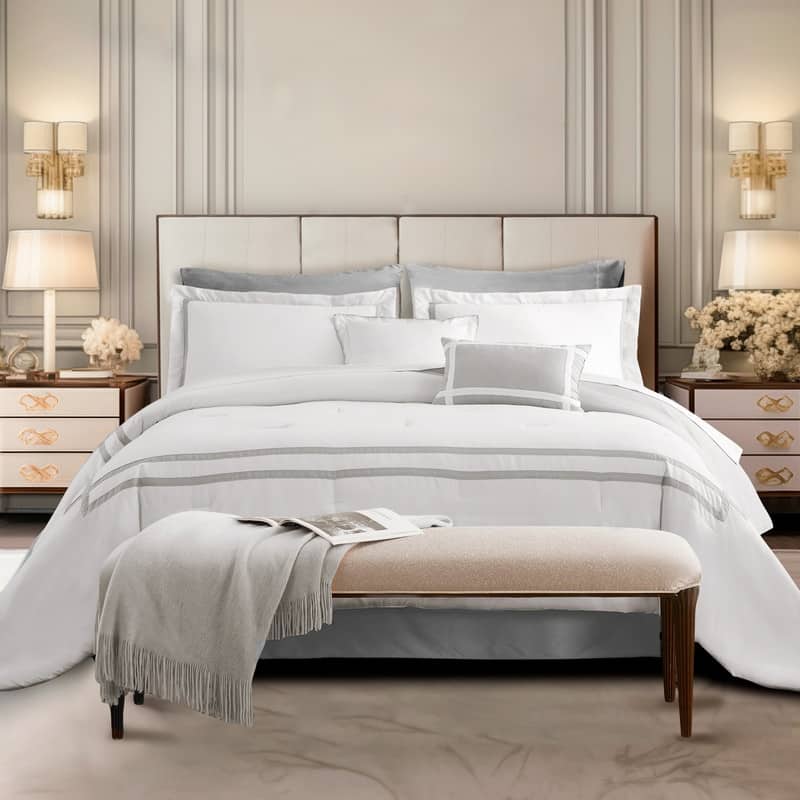Wonderful Hotel Comforter Set Bag in A Bag 8 Piece - 24031-White - King