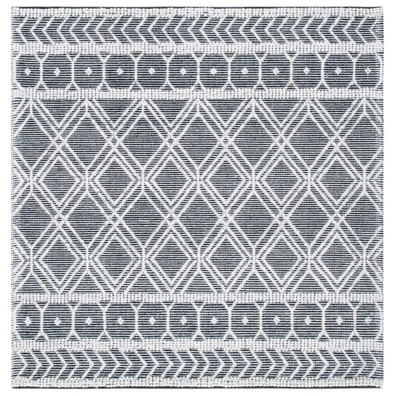 SAFAVIEH Handmade Natura Connie Wool Rug - 6' Square - Ivory/Black
