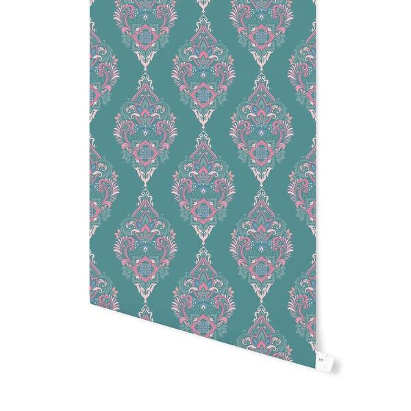 Shop Boho Damask Green Peel And Stick Wallpaper By Kavka Designs
